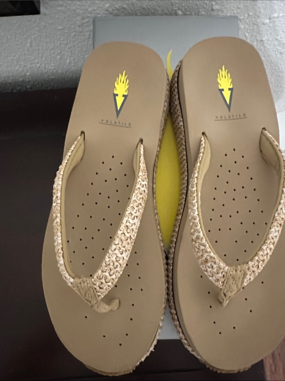 Volatile Beige Woven Thong Sandals